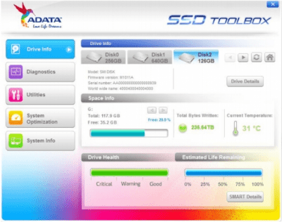 Screenshot of the application ADATA SSD ToolBox - #1