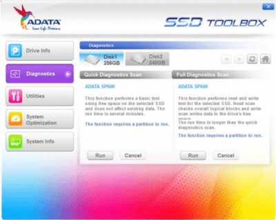 Screenshot of the application ADATA SSD ToolBox - #2