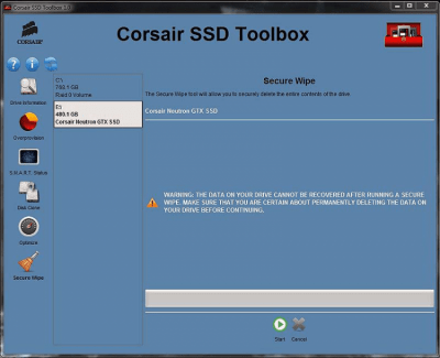 Screenshot of the application Corsair SSD Toolbox - #1