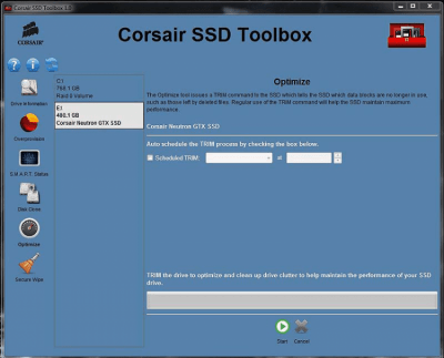 Screenshot of the application Corsair SSD Toolbox - #2