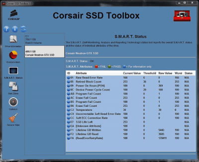 Screenshot of the application Corsair SSD Toolbox - #3