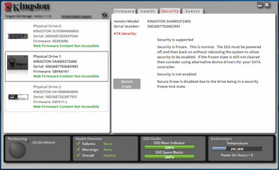 Screenshot of the application Kingston SSD Manager - #1