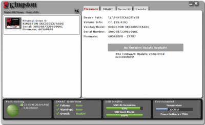 Screenshot of the application Kingston SSD Manager - #2