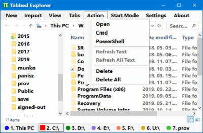 Screenshot of the application Tabbed Explorer - #5