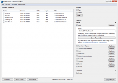 Screenshot of the application FileRenamer - #3