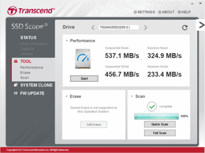 Screenshot of the application Transcend SSD Scope - #1