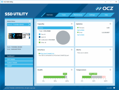 Screenshot of the application OCZ SSD Utility - #1