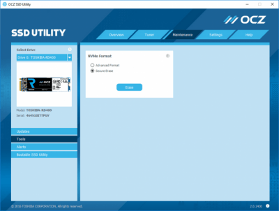 Screenshot of the application OCZ SSD Utility - #2