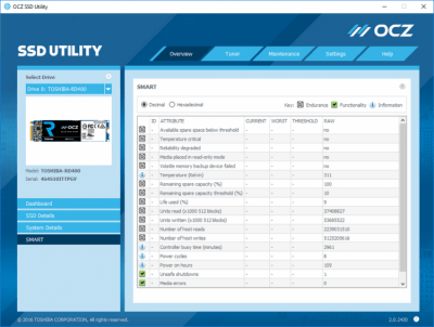 Screenshot of the application OCZ SSD Utility - #3