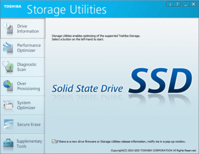 Screenshot of the application Toshiba Storage Utilities - #1