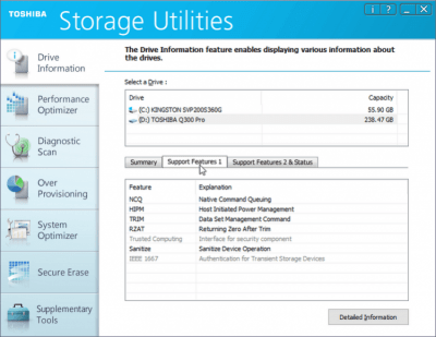 Screenshot of the application Toshiba Storage Utilities - #3