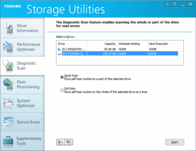 Screenshot of the application Toshiba Storage Utilities - #4