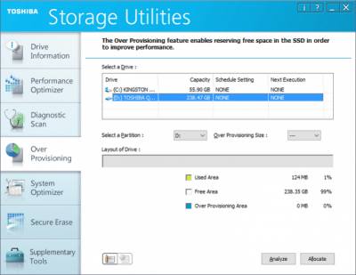 Screenshot of the application Toshiba Storage Utilities - #5