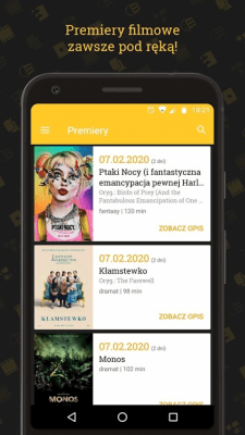 Screenshot of the application Repertuar kin 2020 - filmy, zwiastuny, ranking - #4