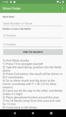 Screenshot of the application Slime Finder for Minecraft - #1