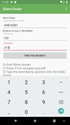 Screenshot of the application Slime Finder for Minecraft - #2