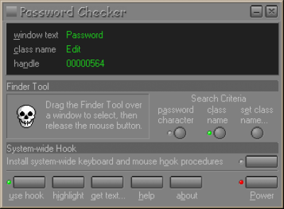 Screenshot of the application Password Checker - #1