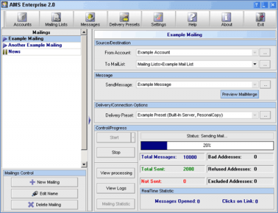 Screenshot of the application Advanced Mass Sender Enterprise - #1