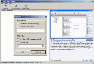 Screenshot of the application Free SMTP Server - #1