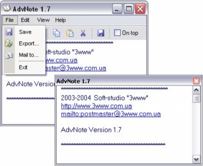 Screenshot of the application AdvNote v1.7 - #1