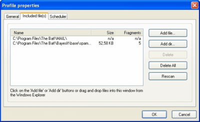 Screenshot of the application Rapid File Defragmentor - #2