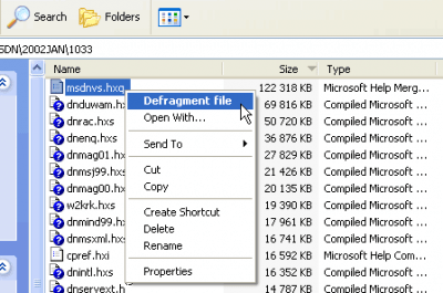 Screenshot of the application Rapid File Defragmentor - #5