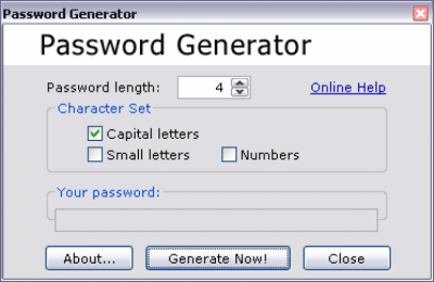 Screenshot of the application Password Generator - #1