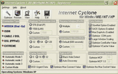 Screenshot of the application Internet Cyclone - #1