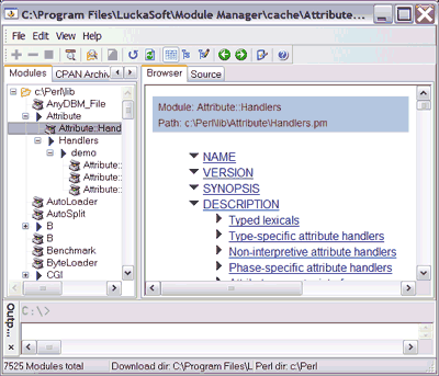 Screenshot of the application Perl Module Manager - #1