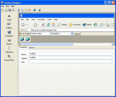 Screenshot of the application Toolbar Designer v2.0 - #1