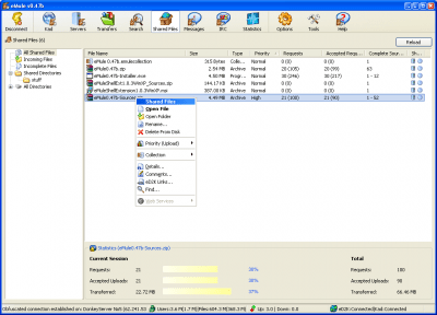 Screenshot of the application eMule - #7