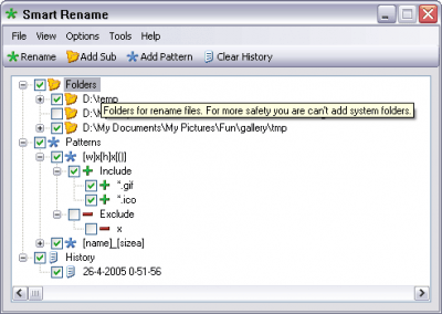Screenshot of the application SmartRename v1.0.1 - #1