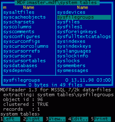 Screenshot of the application MDF Reader for MS-SQL 7/2k - #2