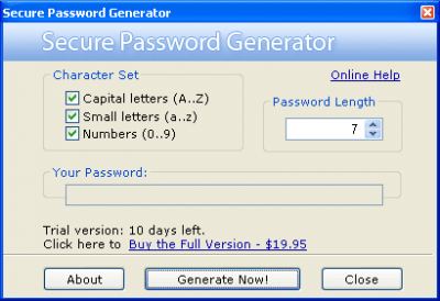 Screenshot of the application Secure Password Generator - #1