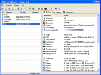 Screenshot of the application Network Inventory Expert v2.6 - #1