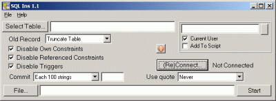 Screenshot of the application SQL Ins v1.1 - #1
