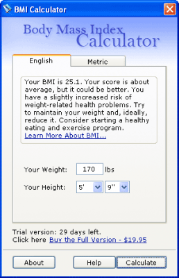 Screenshot of the application BMI Calculator 1.0 - #1