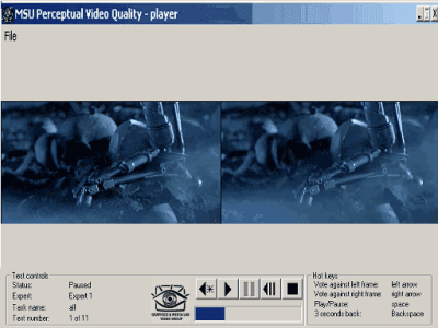 Screenshot of the application MSU Perceptual Video Quality Tool - #1