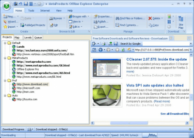 Screenshot of the application Offline Explorer Enterprise - #1