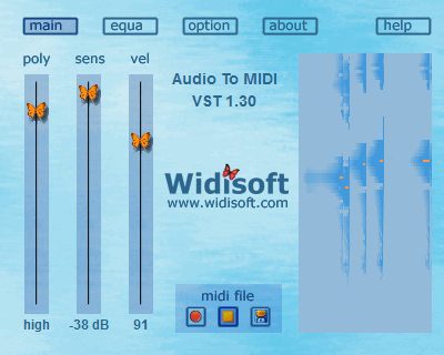 Screenshot of the application Audio To MIDI VST - #1