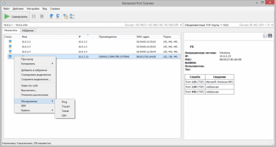 Screenshot of the application Advanced Port Scanner - #2