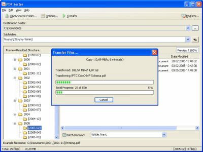 Screenshot of the application PDF Sorter 1.1 - #1