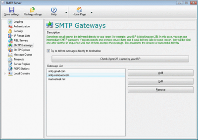 Screenshot of the application Local SMTP Server Pro - #1