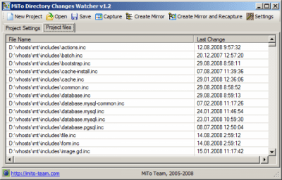 Screenshot of the application MiTo Team Directory Changes Watcher - #1