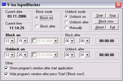 Screenshot of the application InputBlocker - #1