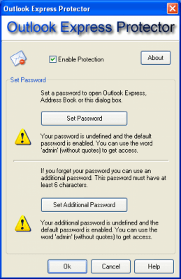 Screenshot of the application Outlook Express Protector - #1