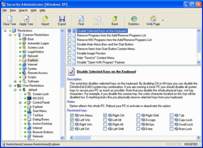 Screenshot of the application Advanced Security Administrator - #1