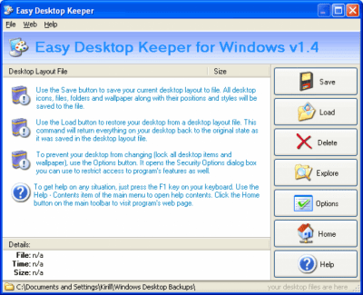 Screenshot of the application Easy Desktop Keeper - #1