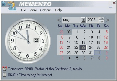 Screenshot of the application Memento - #1