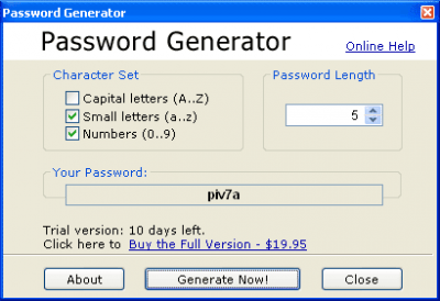 Screenshot of the application Password Generator Software - #1